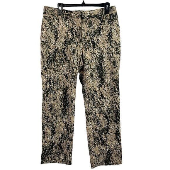 Rafaella Womens Camo Splatter Pants Tan Green Stretch Size 12 - Picture 1 of 13
